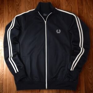 Fred Perry Sportswear Track Jacket Vintage Full Zip Navy Blue Men’s XL